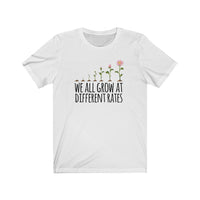 GrowingTeacher T-Shirt | Love Teaching | Beauty and Education | Flower Floral Teach Tshirt | Stylish Teacher Shirt | Trendy Learning | Unisex- Women & Men's Tee | We all Grow at Different Rates