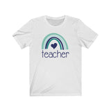 Teacher Rainbow T-Shirt | Love Teaching | Beauty and Education | Eye Catching Teach Tshirt | Stylish Teacher Shirt | Trendy Learning | Unisex- Women & Men's Tee | Teacher Rainbow