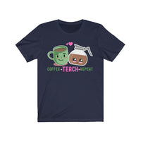 Teacher Coffee Lover T-Shirt | Love Teaching | Caffeine and Education | Latte | Funny Teacher Shirt | Learning | Unisex- Women & Men's Tee | I Turn Coffee Into Education