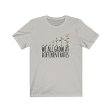 GrowingTeacher T-Shirt | Love Teaching | Beauty and Education | Flower Floral Teach Tshirt | Stylish Teacher Shirt | Trendy Learning | Unisex- Women & Men's Tee | We all Grow at Different Rates