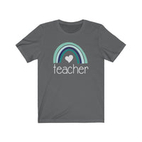 Teacher Rainbow T-Shirt | Love Teaching | Beauty and Education | Eye Catching Teach Tshirt | Stylish Teacher Shirt | Trendy Learning | Unisex- Women & Men's Tee | Teacher Rainbow