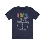 Reading Teacher T-Shirt | Love Teaching | Beauty and Education | Quirky Reading Teach Tshirt | Stylish Teacher Shirt | Trendy Learning | Unisex- Women & Men's Tee | Reading is Lit