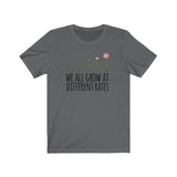 GrowingTeacher T-Shirt | Love Teaching | Beauty and Education | Flower Floral Teach Tshirt | Stylish Teacher Shirt | Trendy Learning | Unisex- Women & Men's Tee | We all Grow at Different Rates