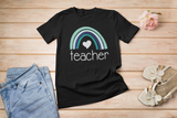 Teacher Rainbow T-Shirt | Love Teaching | Beauty and Education | Eye Catching Teach Tshirt | Stylish Teacher Shirt | Trendy Learning | Unisex- Women & Men's Tee | Teacher Rainbow